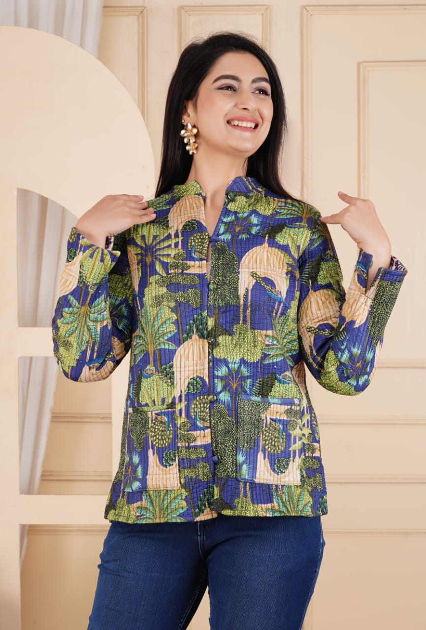 Jaipuri Quilted Reversible Both Side Rajasthani Cotton Printed Jacket