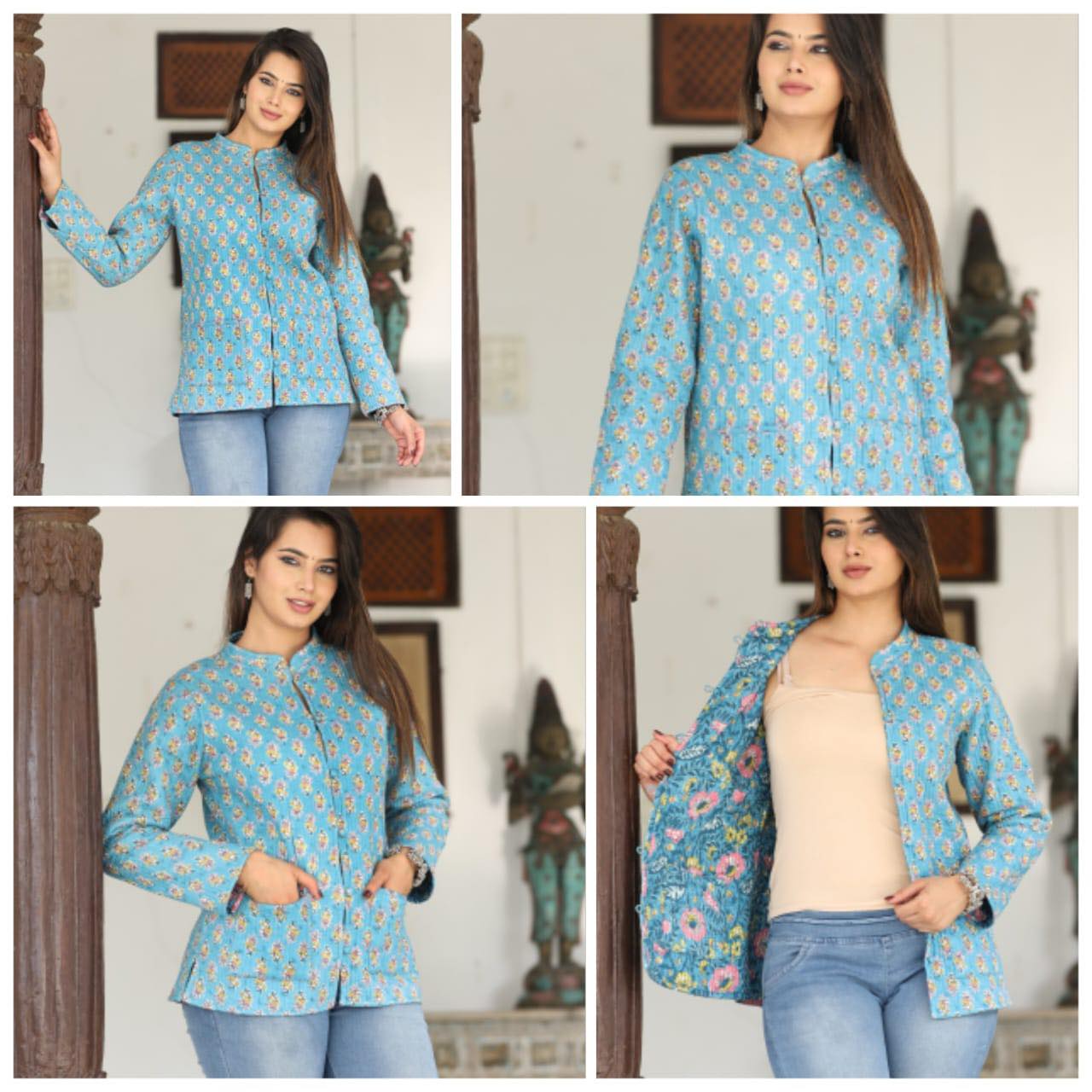 Jaipuri Quilted Reversible Both Side Rajasthani Cotton Printed Jacket