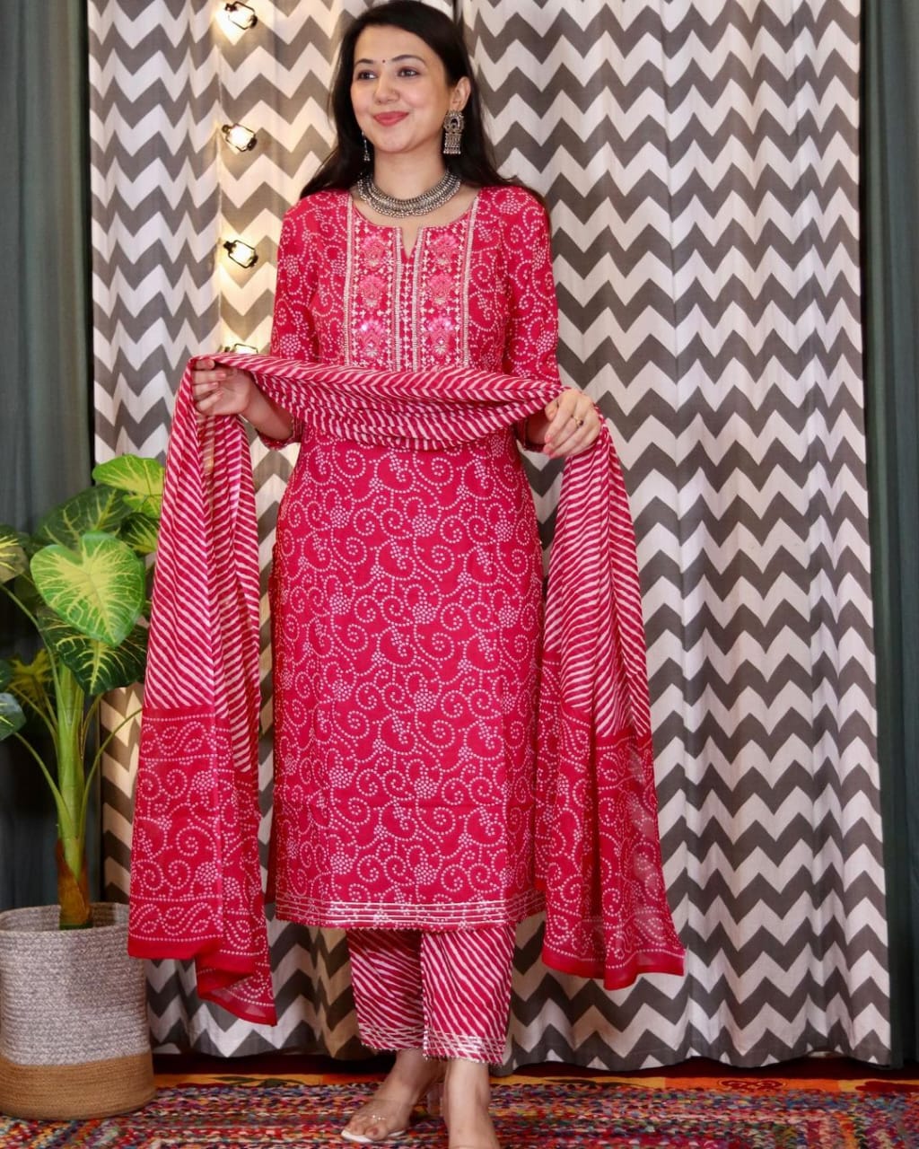 Aabha Beautiful Designer Floral Embroidered & Printed Cotton Suit set with Pant & Dupatta Kurtisthan