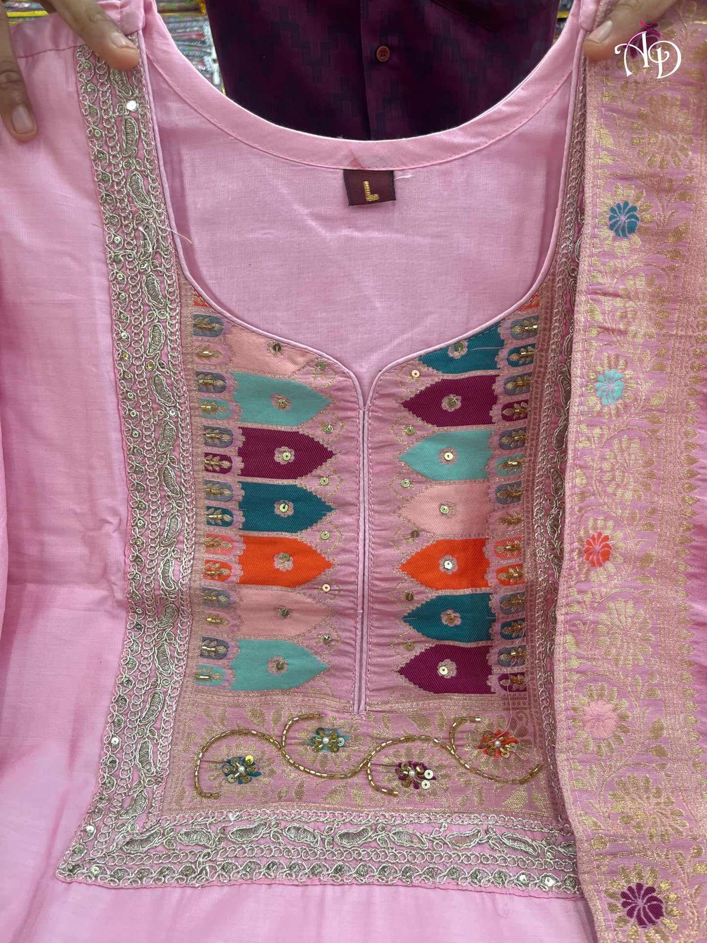 Chandrika Multi Color Jacquard Weave Embroidery Design Work Chanderi Kurta with Pant & Dupatta Kurtisthan