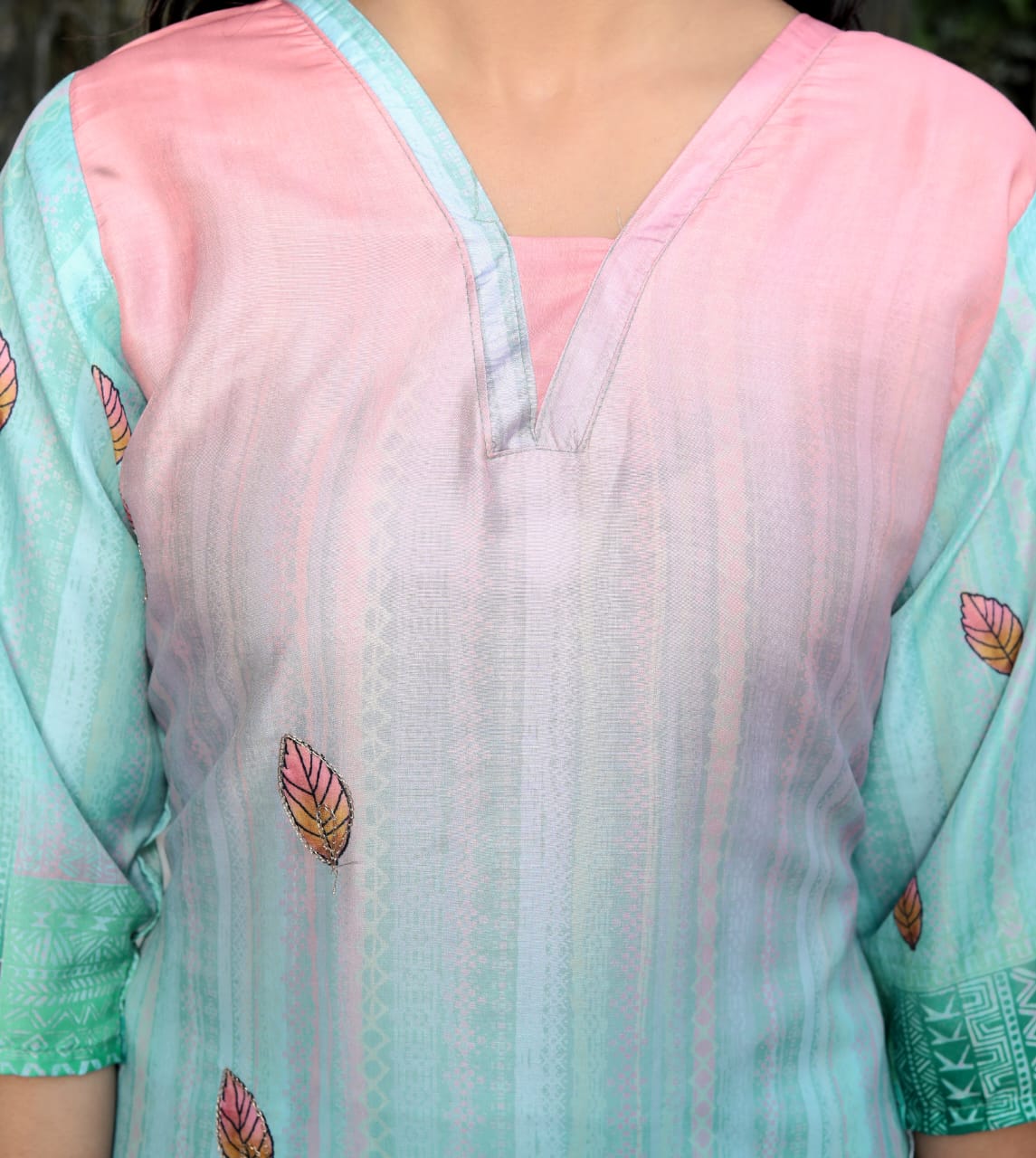 Tuhina Floral Printed Design Work Pure Cotton Straight Kurta with Trousers & Dupatta Kurtisthan