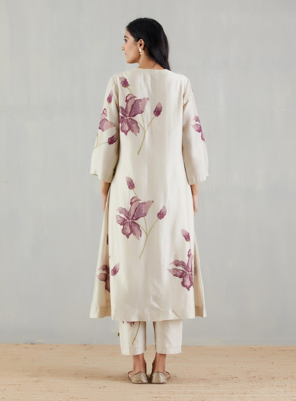 Jiya Beautiful Cream Block Printed Cotton flex Kurta set