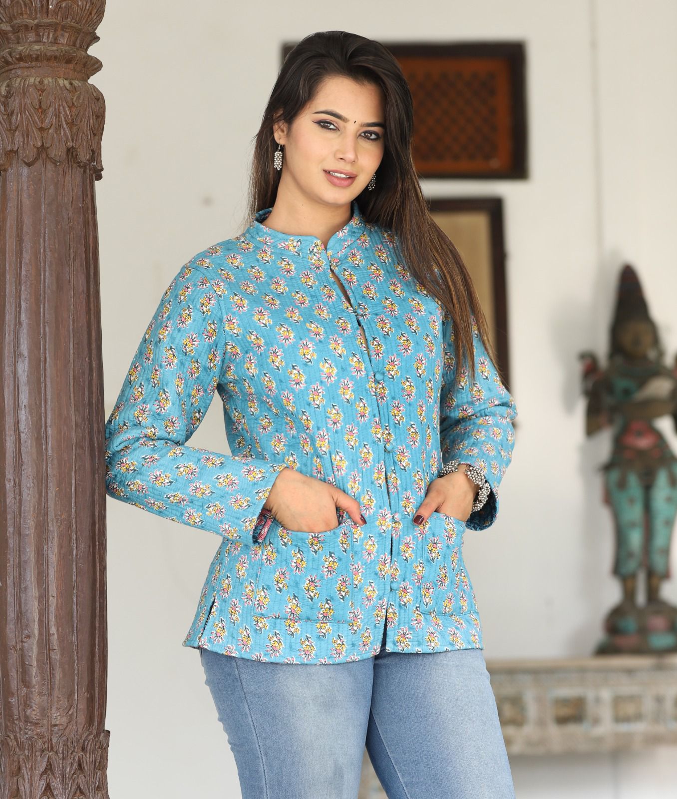 Jaipuri Quilted Reversible Both Side Rajasthani Cotton Printed Jacket