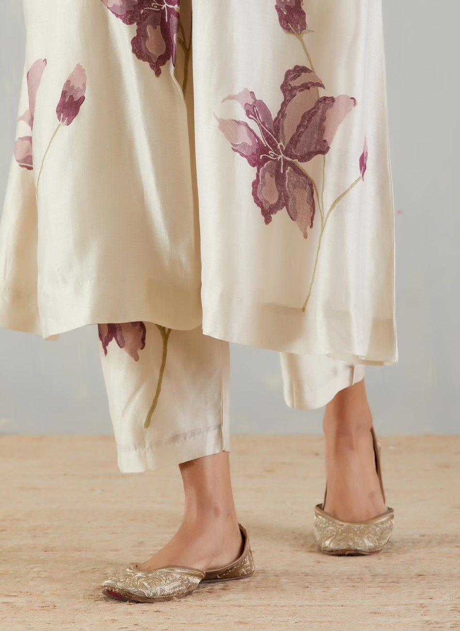 Jiya Beautiful Cream Block Printed Cotton flex Kurta set