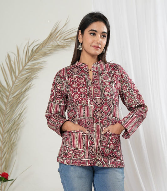 Jaipuri Quilted Reversible Both Side Rajasthani Cotton Ajrak Printed Jacket