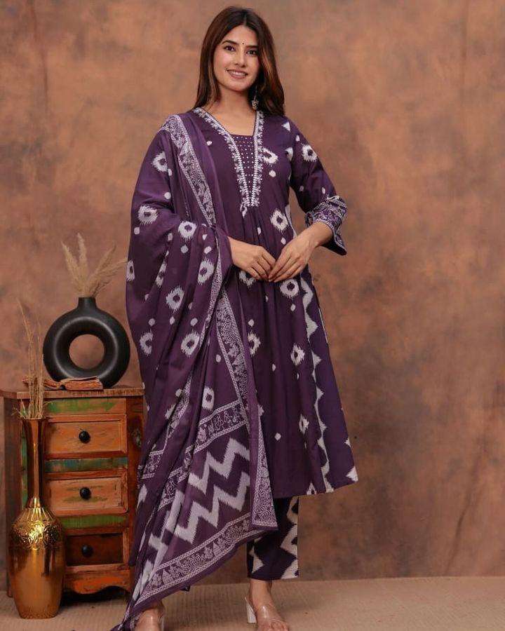 New Cotton kurta pant dupatta in 3 amazing color