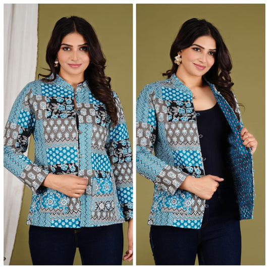 Jaipuri Quilted Reversible Both Side Rajasthani Cotton Printed Jacket