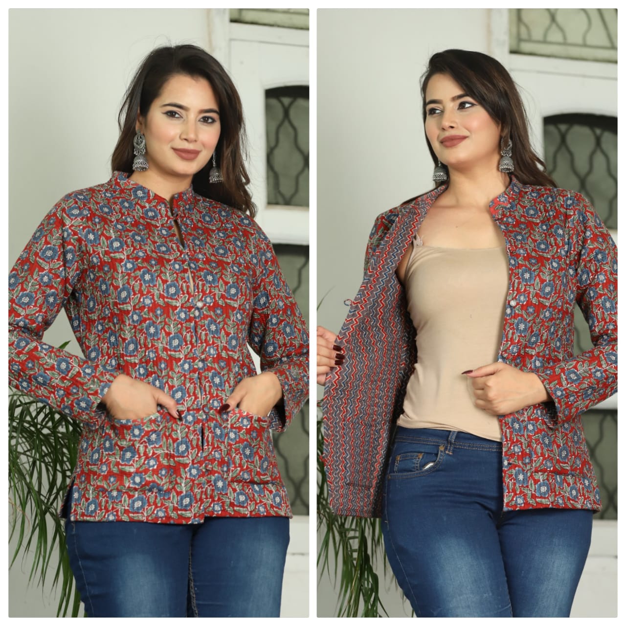 Jaipuri Quilted Reversible Both Side Rajasthani Cotton Printed Jacket