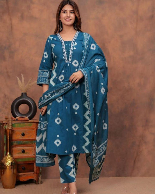 New Cotton kurta pant dupatta in 3 amazing color