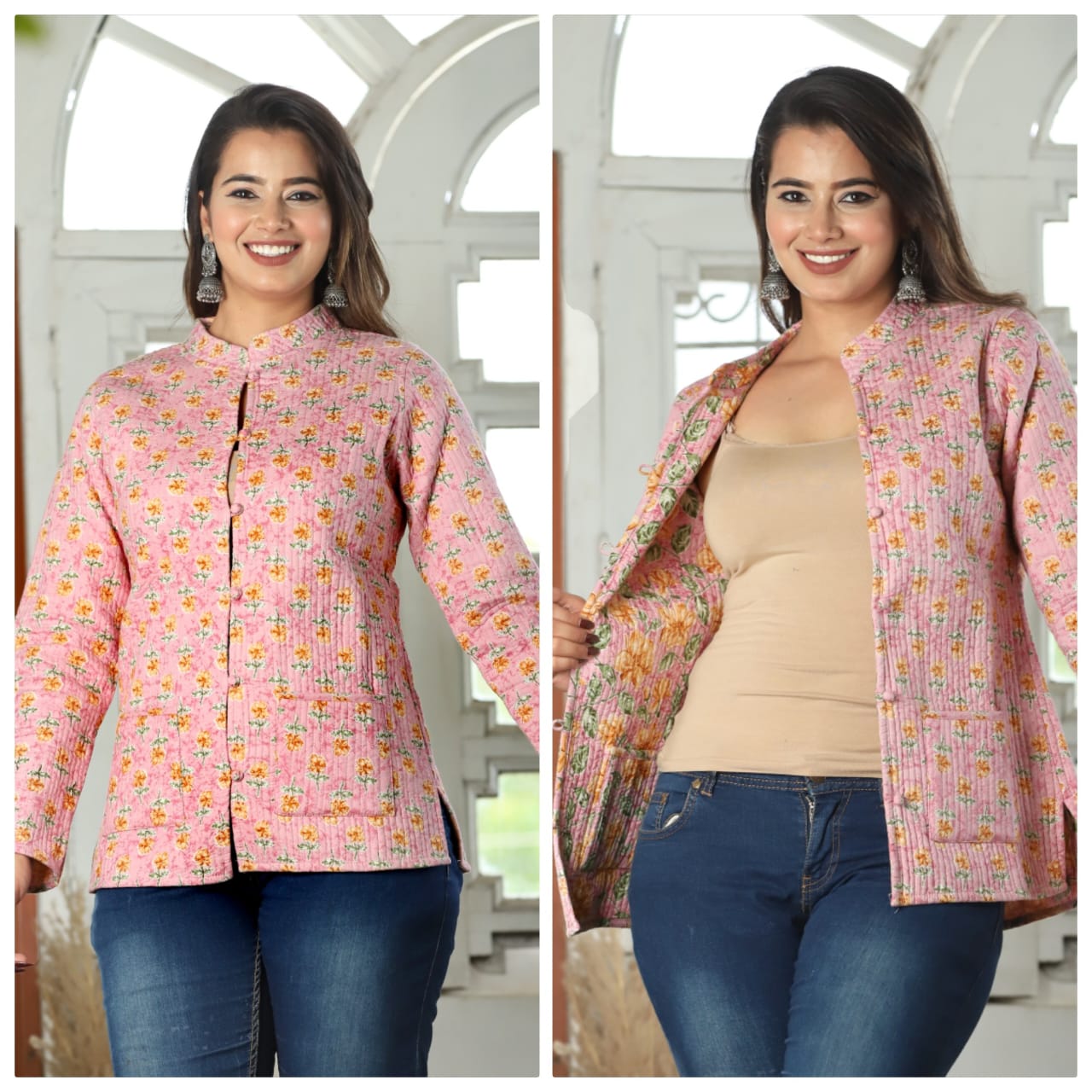 Jaipuri Quilted Reversible Both Side Rajasthani Cotton Printed Jacket