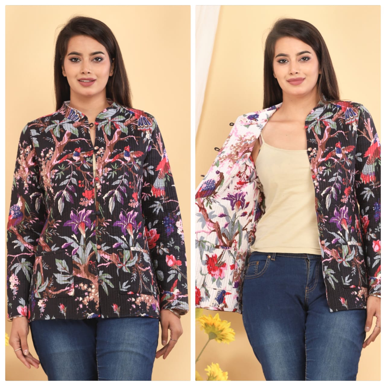 Jaipuri Quilted Reversible Both Side Rajasthani Cotton Printed Jacket